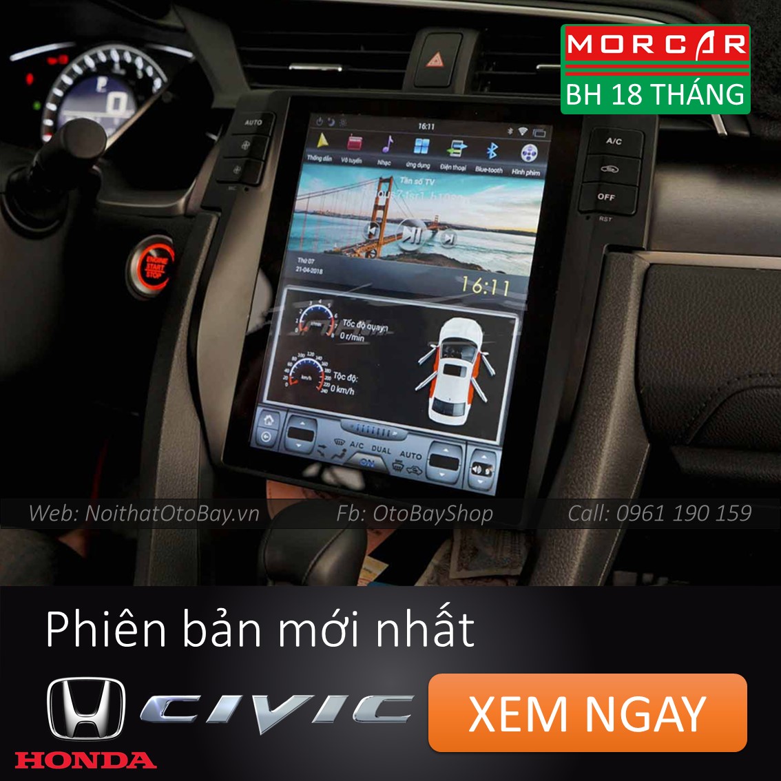 Màn hình Tesla xe Honda Civic 2016-2020 - Ảnh 3