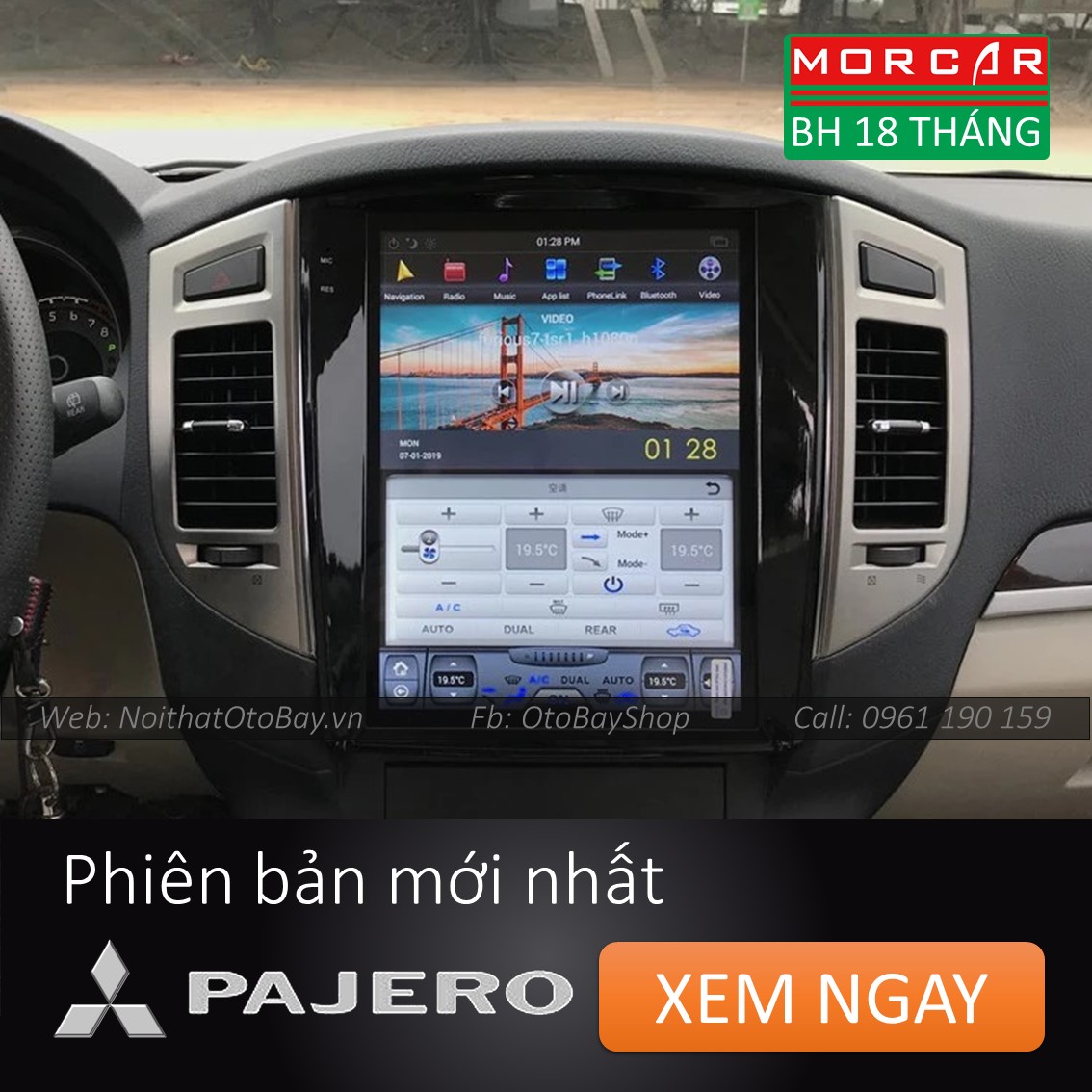 Màn hình Tesla xe Mitsubishi Pajero 2006-2015