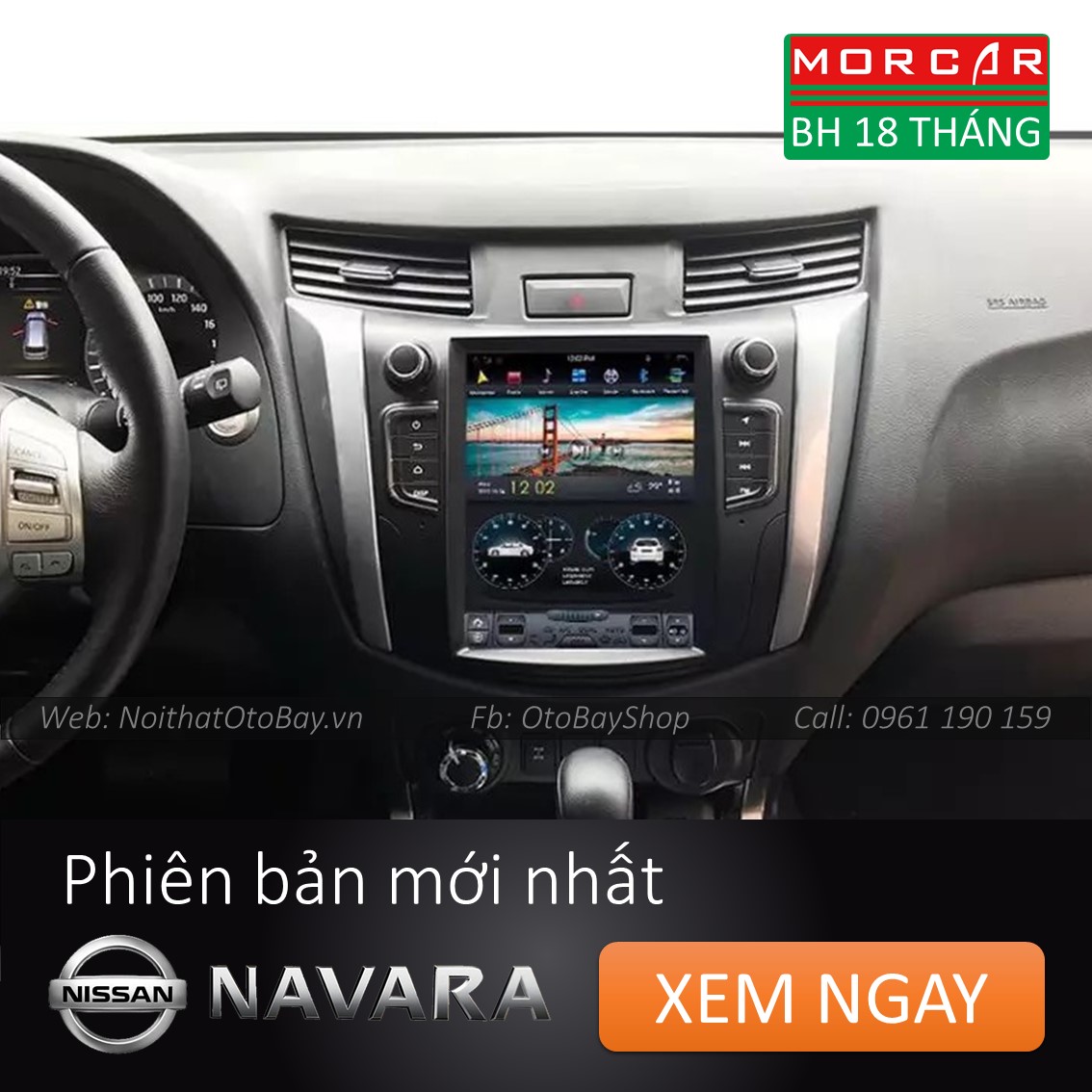 Màn hình Tesla xe Nissan Navara, Terra 2015-2019